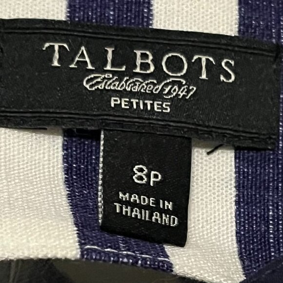 Talbots shoreline chevron striped dress navy size 8 petite preppy nautical - Picture 9 of 10
